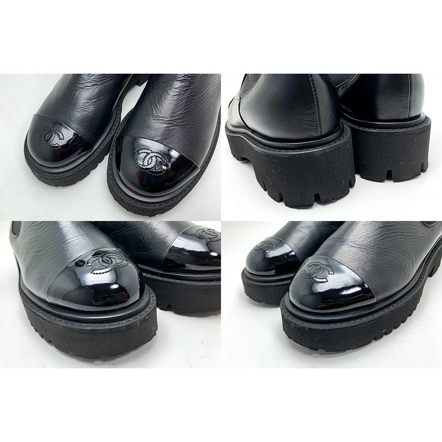 CHANEL シャネル サイドゴア ショートブーツ 黒 ブラック ココマーク