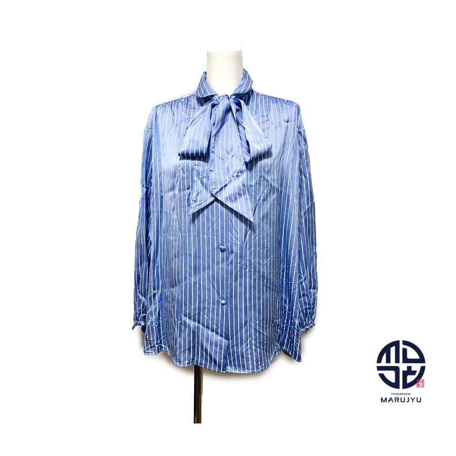 BALENCIAGA バレンシアガ 青 オーバーサイズ ストライプ シャツ