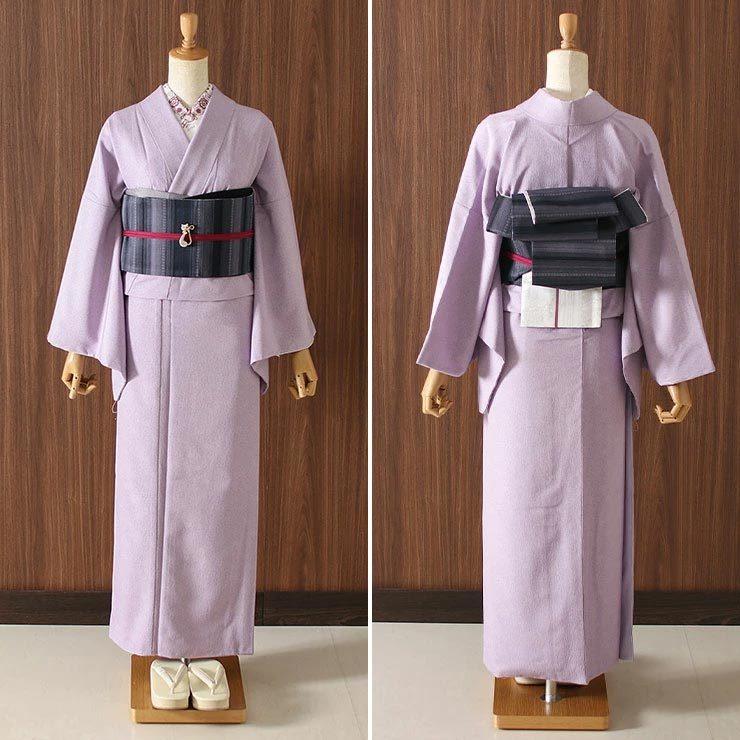 洗える着物 江戸小紋 単衣 街着屋 鳳凰唐草 紅藤色 M L サイズ 日本製