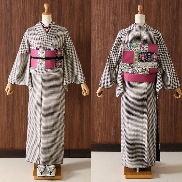 正絹 名古屋帯] 召しませ花 一重太鼓 京袋帯 浪漫更紗 (紅紫) 日本製