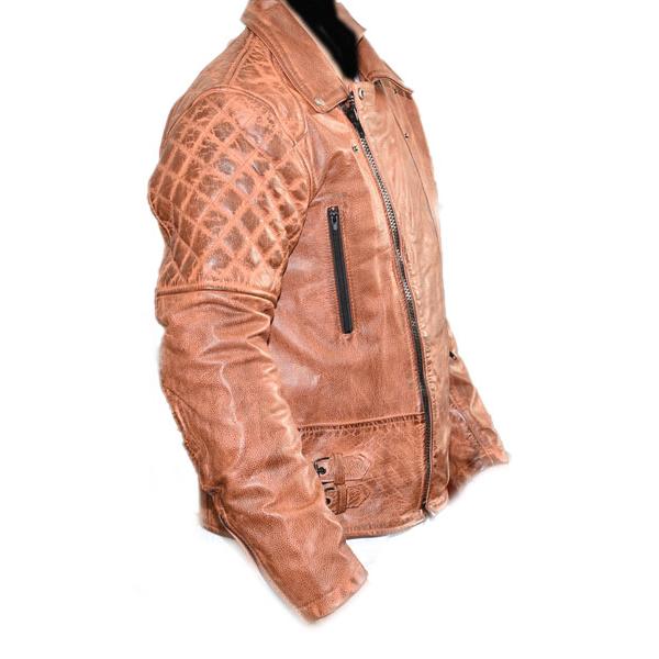 70'S ヴィンテージ加工 本革 UKダブル キャメルライダースジャケット