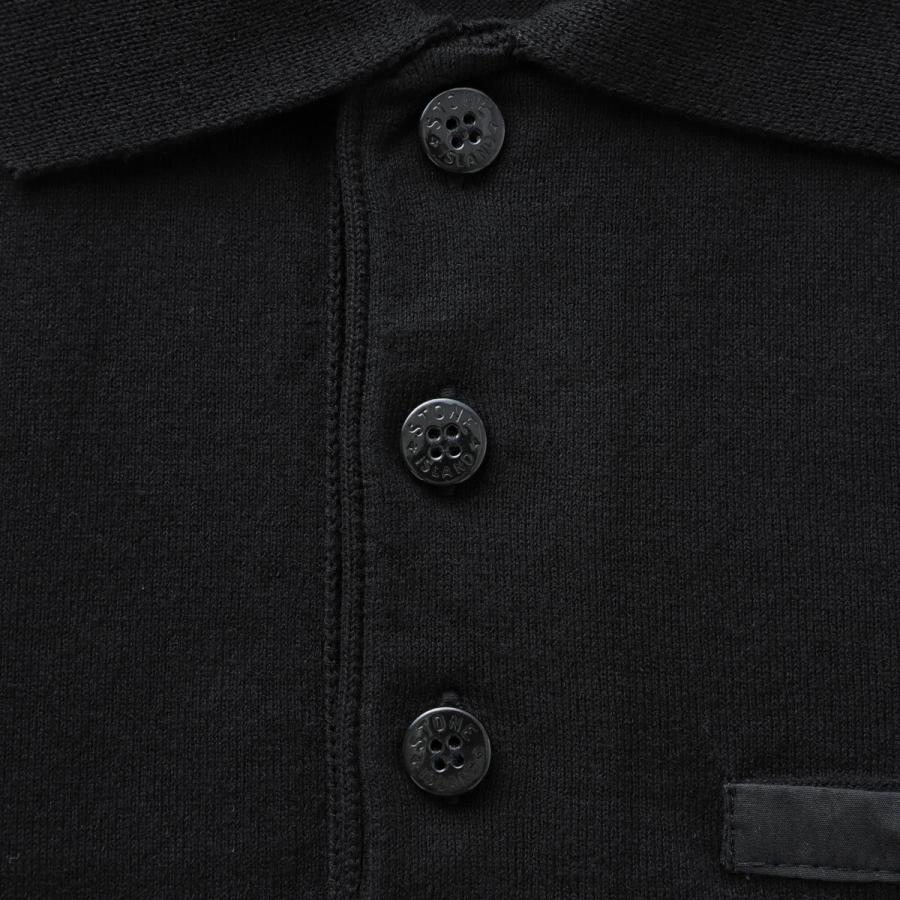 STONE ISLAND（ストーン アイランド） 長袖ニットポロシャツ ブラック