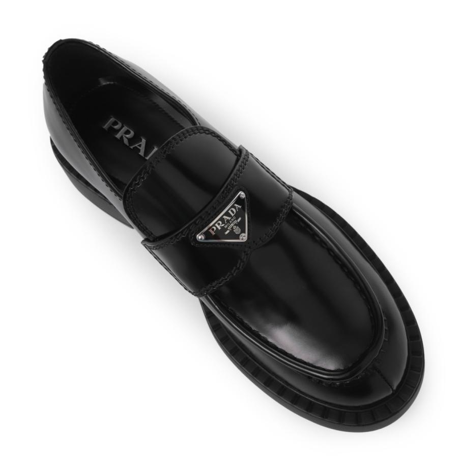 PRADA（プラダ） ローファー CHOCOLATE BRUSHED LEATHER LOAFERS
