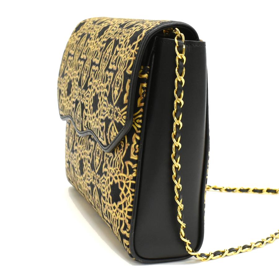 印傳屋（INDEN-YA） 新品同様 甲州印伝 チェーンショルダーバッグ 鹿革