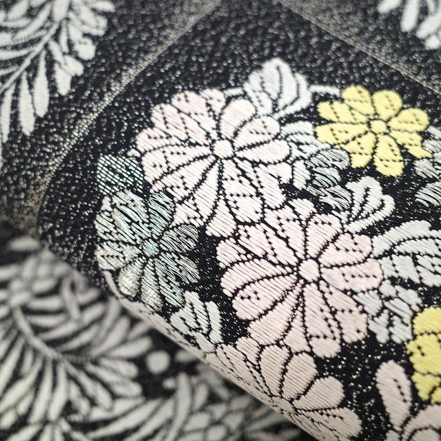 袋帯 未使用 フォーマル 正絹 唐織 京都 西陣 金銀糸 黒 黒銀地 市松