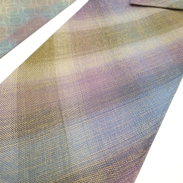 袋帯 京都 西陣 全通 組織 組み織り 手組み 上質 金糸 紫 青 鶯色