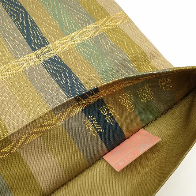 袋帯 龍村晋 傳匠名錦 全通 名物金剛金襴錦 工芸帯 多色 縞 金糸
