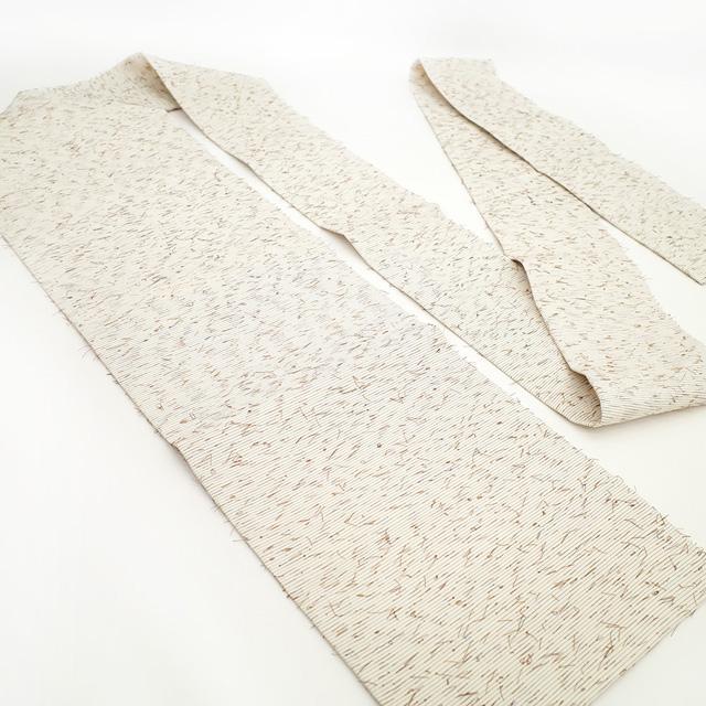 名古屋帯 九寸 正絹 全通 網織紬 ひげ紬 民芸 手織り ナチュラル