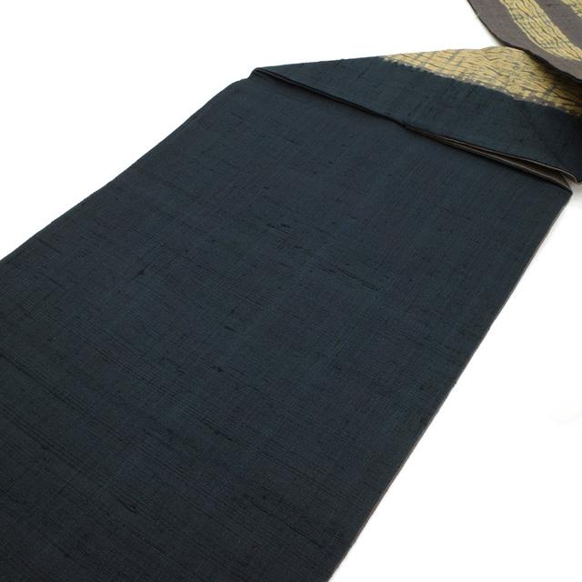 名古屋帯 九寸 京都 しょうざん 生紬 正絹 手染め 絞り グレー × 百入