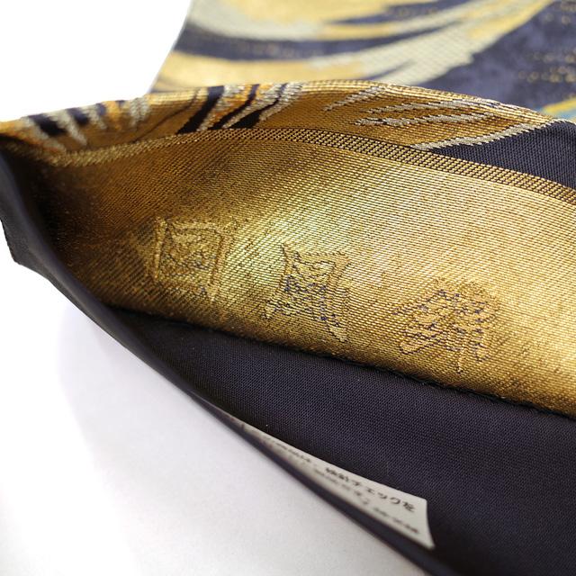 袋帯 京都 西陣 となみ織物 となみ帯 正絹 国風錦 本金箔 青褐色