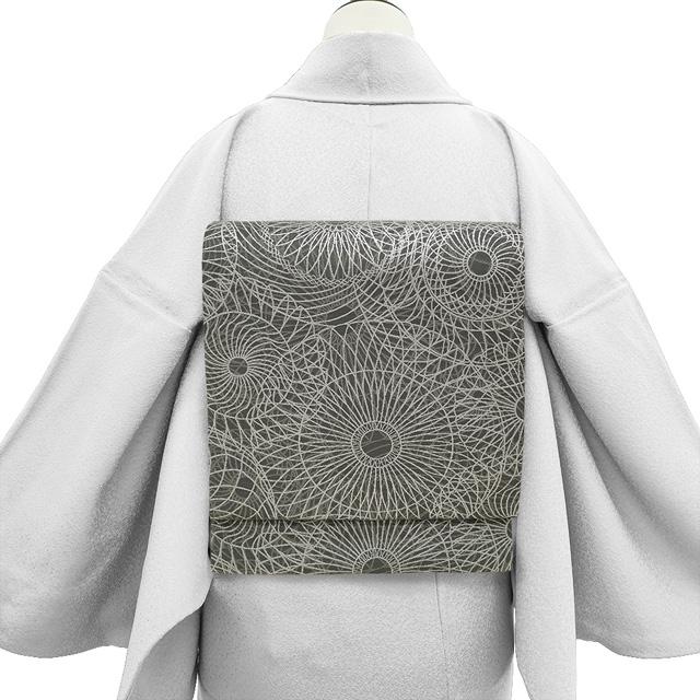 名古屋帯 未使用 正絹 本場筑前博多織 原田織物 全通 九寸 グレー