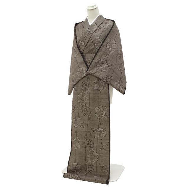 本場奄美大島紬 着物 着尺 反物 未使用 泥染め 7マルキ 一元式 こげ茶