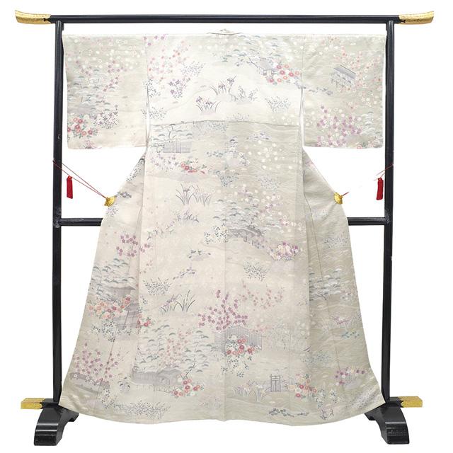 訪問着 着物 フォーマル 未使用 正絹 袷 オイスターホワイト 茶屋辻