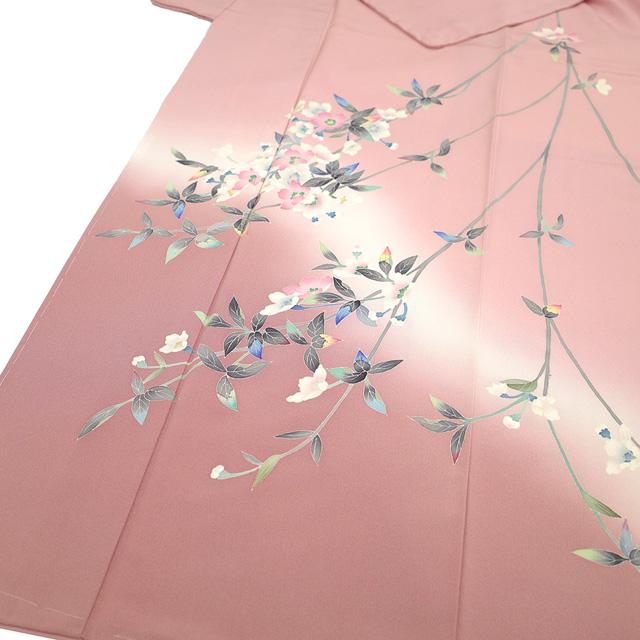 訪問着 着物 未使用 フォーマル 正絹 加賀友禅 和泉衛知 作 ピンク 桜