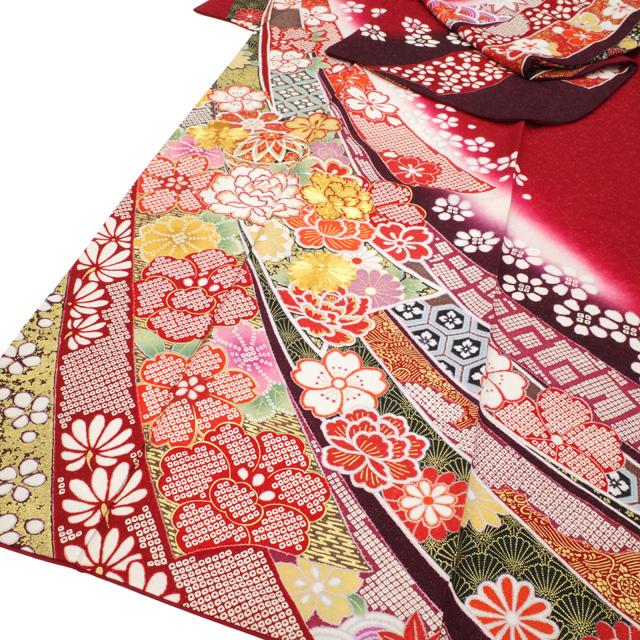 振袖 着物 金駒刺繍 金彩加工 赤地 花古典 束ね熨斗 豪華 成人式 二十