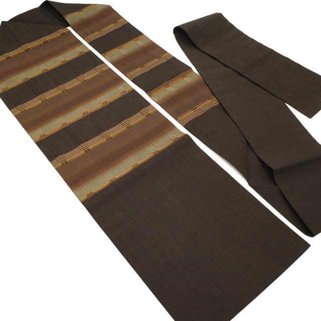 名古屋帯 リサイクル 正絹 紬 九寸 藤山千春 吉野間道 草木染 手織り