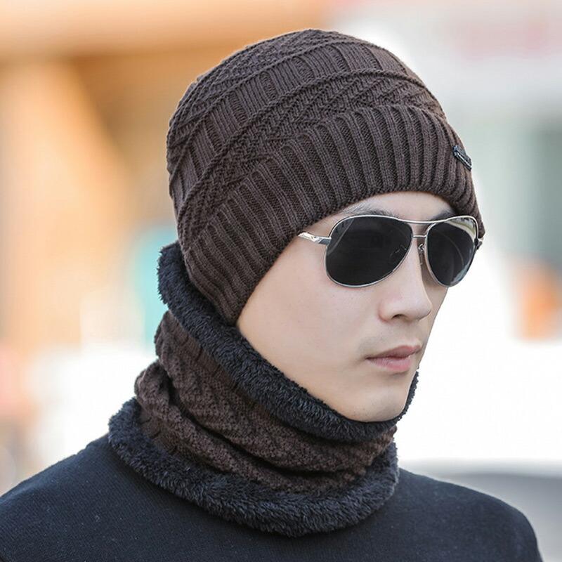 ニット帽 メンズ マフラー 帽子 スヌード 2点セット 冬 ファッション