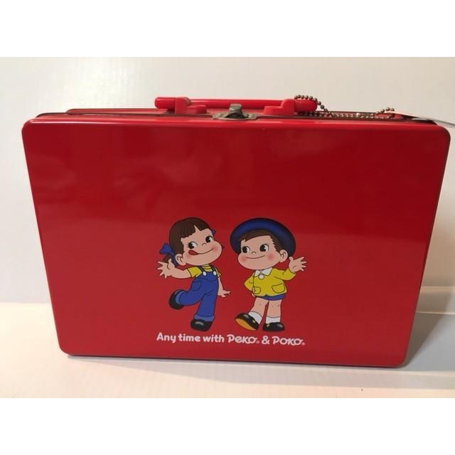 不二家（FUJIYA） ◎不二家ペコちゃん ブリキ缶 赤色 トランクブリキ