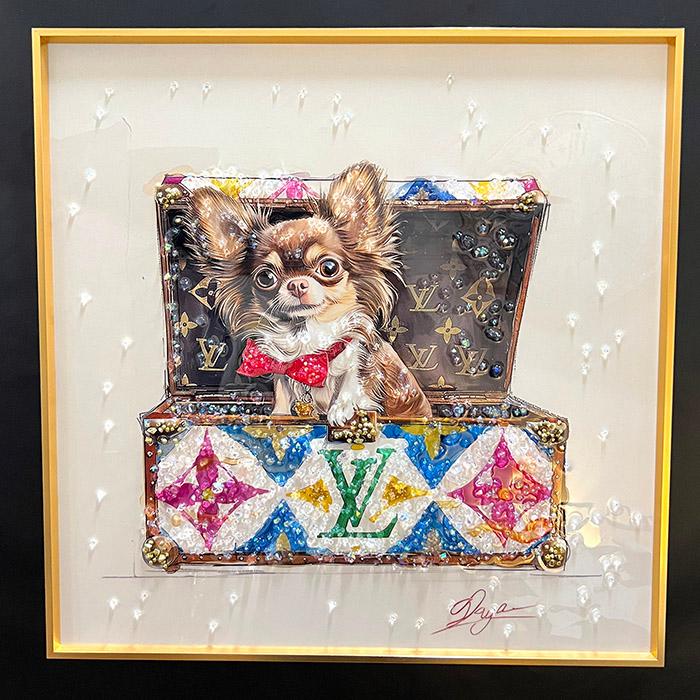 送料無料 クリスタルアートパネル オマージュアートパネル チワワ 犬