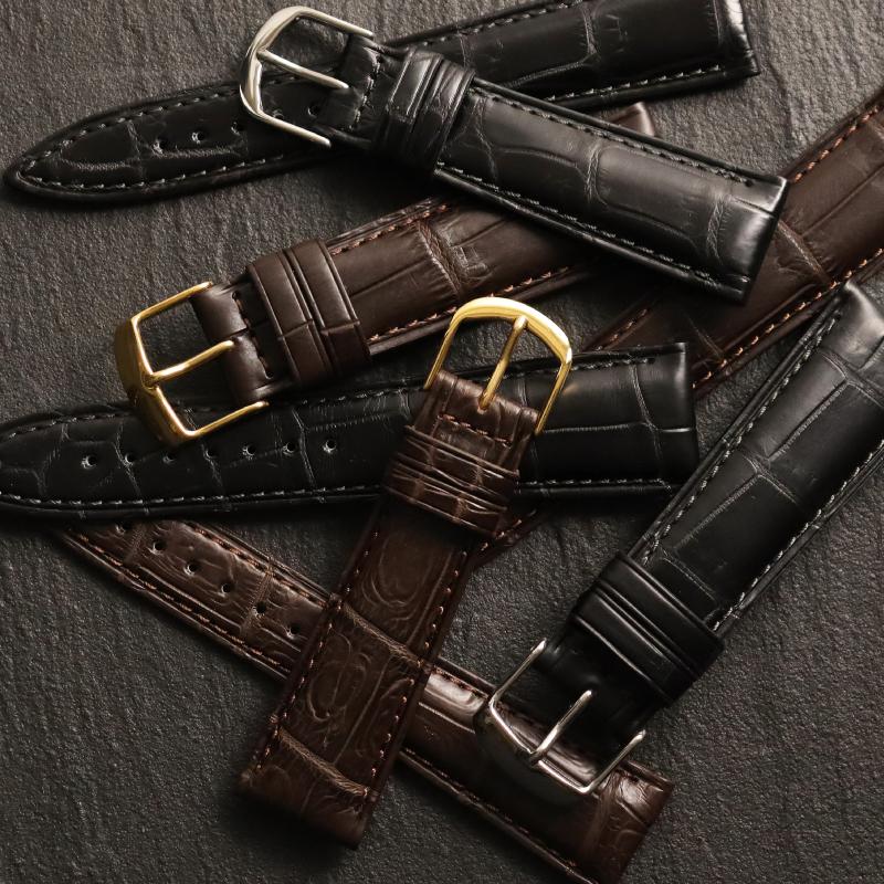 BAMBI（バンビ） クロコダイル 腕時計ベルト ツヤなし 16mm 17mm 18mm