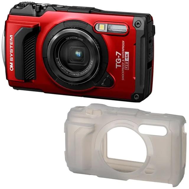 OM SYSTEM オーエムシステム Tough TG-7（レッド）＋CSCH-128 シリコン