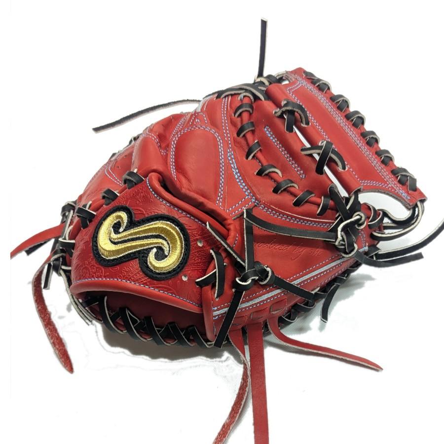 硬式キャッチャーミット 要ミット Sブランド レッド 黒 浅い 小さ目