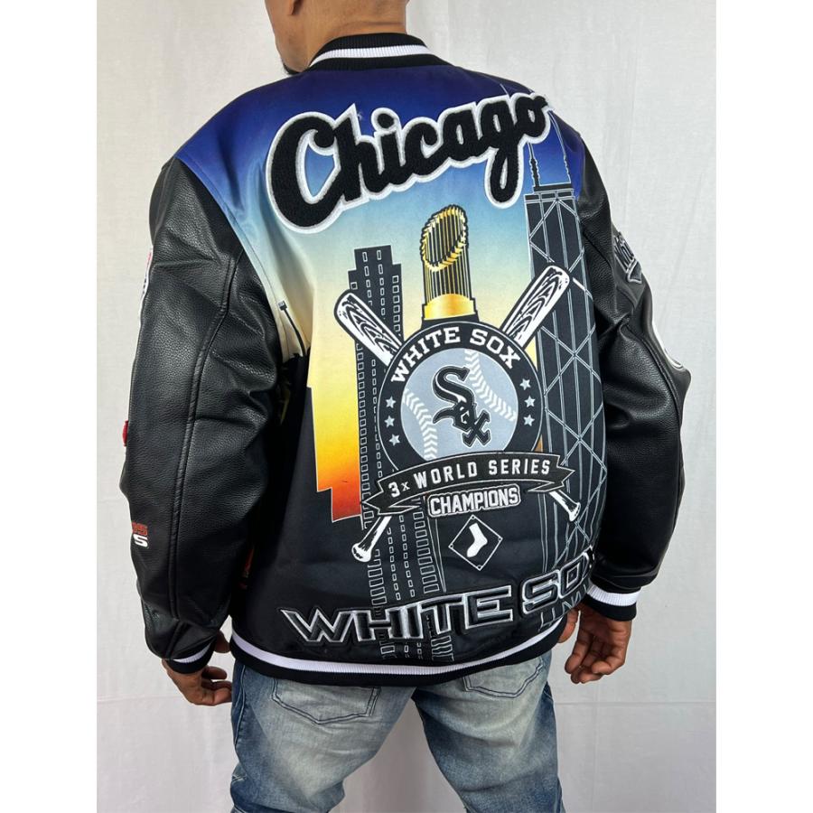 ホワイトソックス ジャケット スタジャン WHITE SOX MLB 青 黒 ブルー