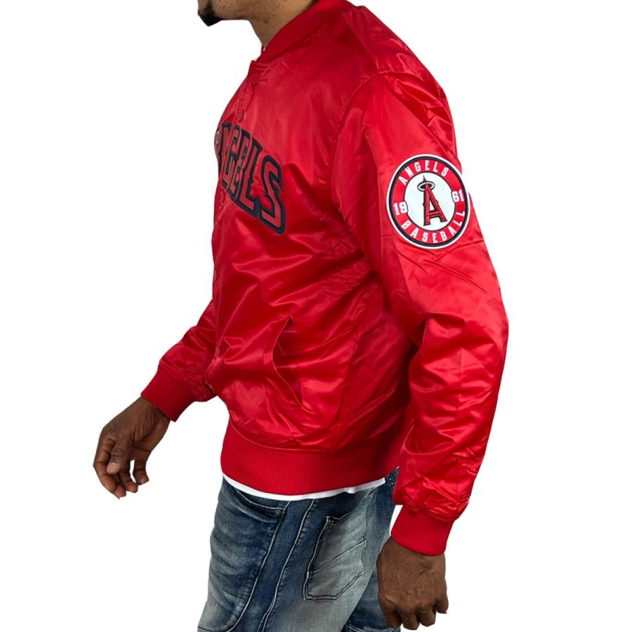 エンゼルス サテン ジャケット スタジャン ANGELS 赤 レッド MLB プロ