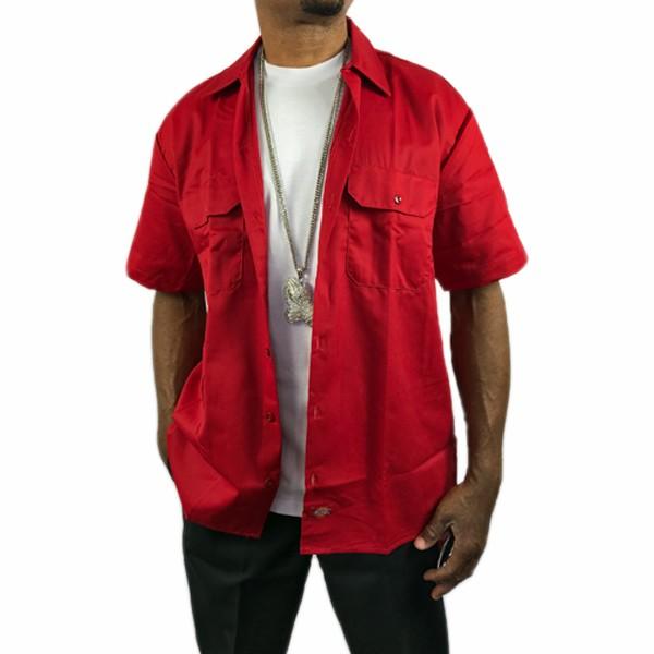 インポートライン ディッキーズ 半袖 ワークシャツ Dickies レッド 赤