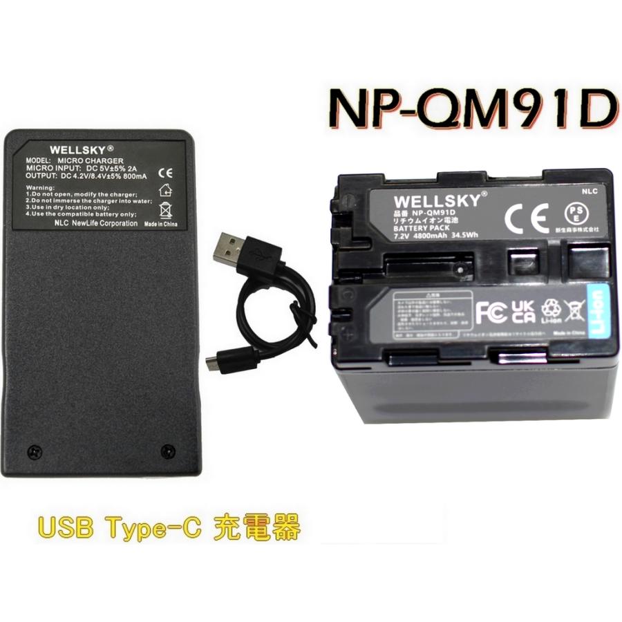 NP-QM91D NP-FM90 NP-FM91 互換バッテリー 1個 + 超軽量 USB Type-C