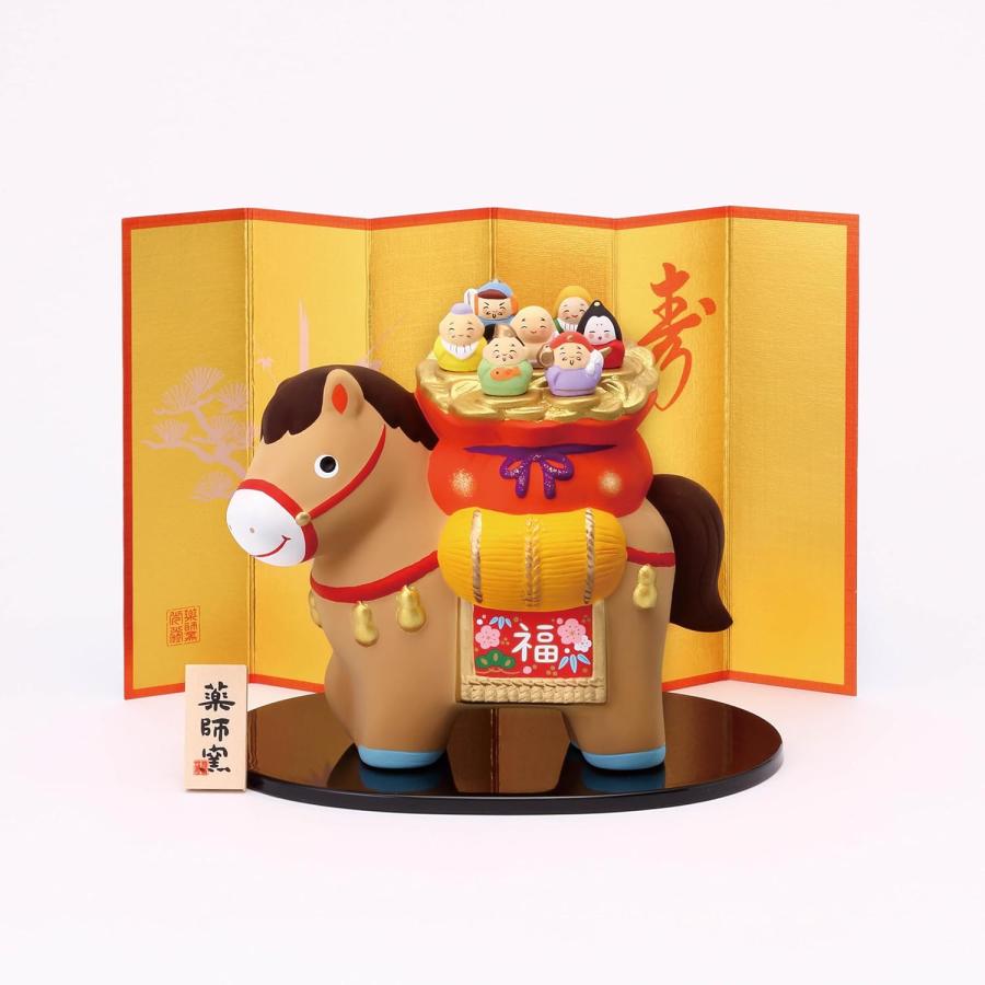 薬師窯 錦彩招福午(七福神) 令和8年 2026 招き午 馬 干支 うま 巳 蛇