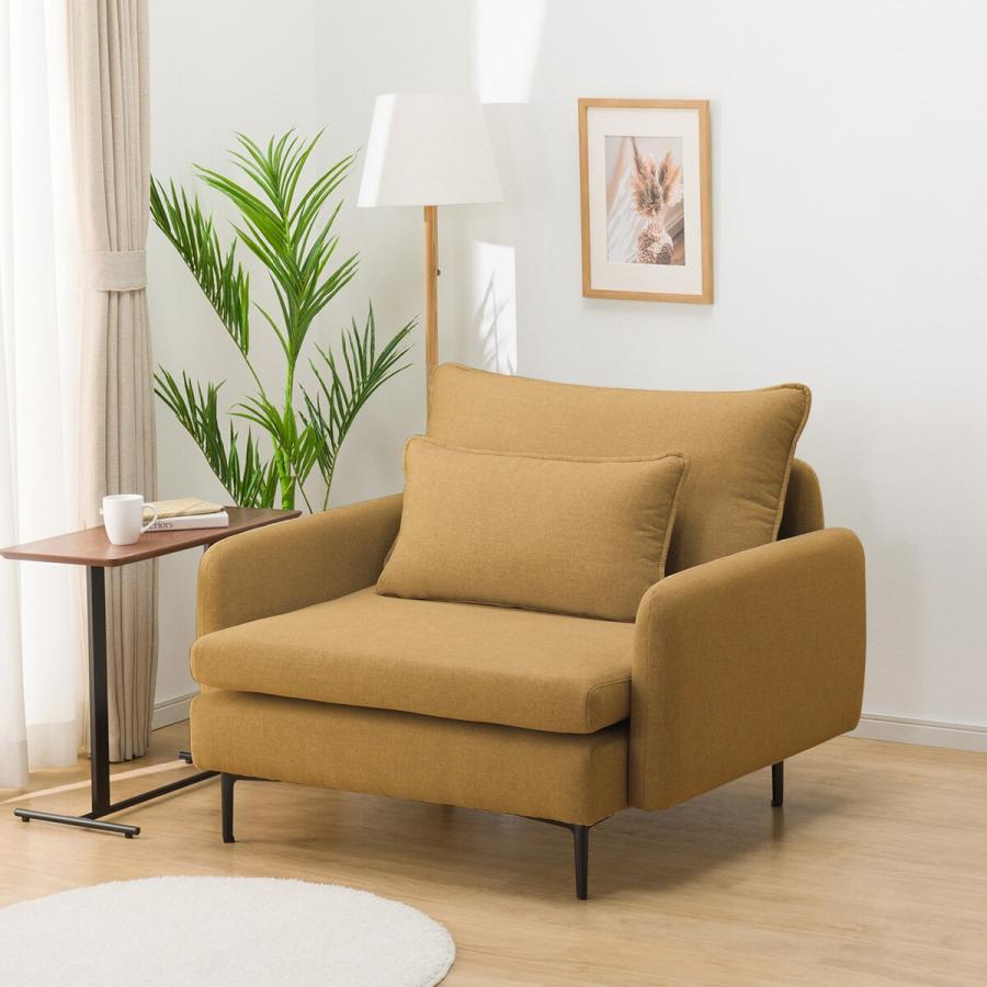 ニトリ（NITORI） 広い座面のゆったりソファ(MS01 1人掛け 肘あり YE