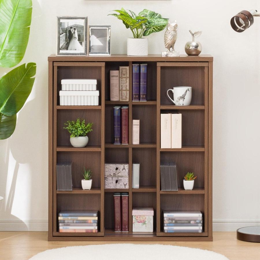 ニトリ（NITORI） スライド本棚(テイルI 80MBR） 書棚 ラック シェルフ