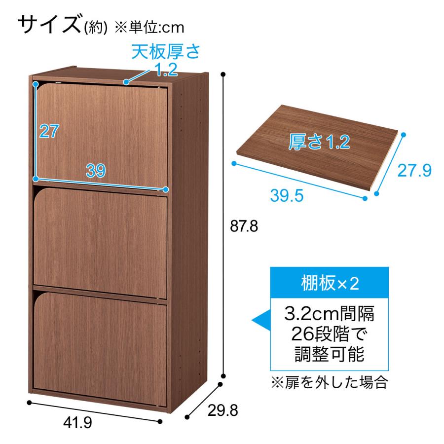 ニトリ（NITORI） 連結できるカラーボックス Nカラボ 扉付き 3段