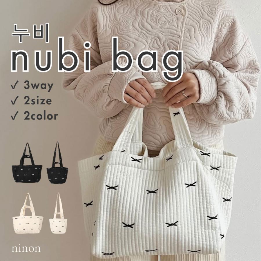 ヌビバッグ トート マザーズ バッグ 刺繍 ハンドバッグ ミニ リボン