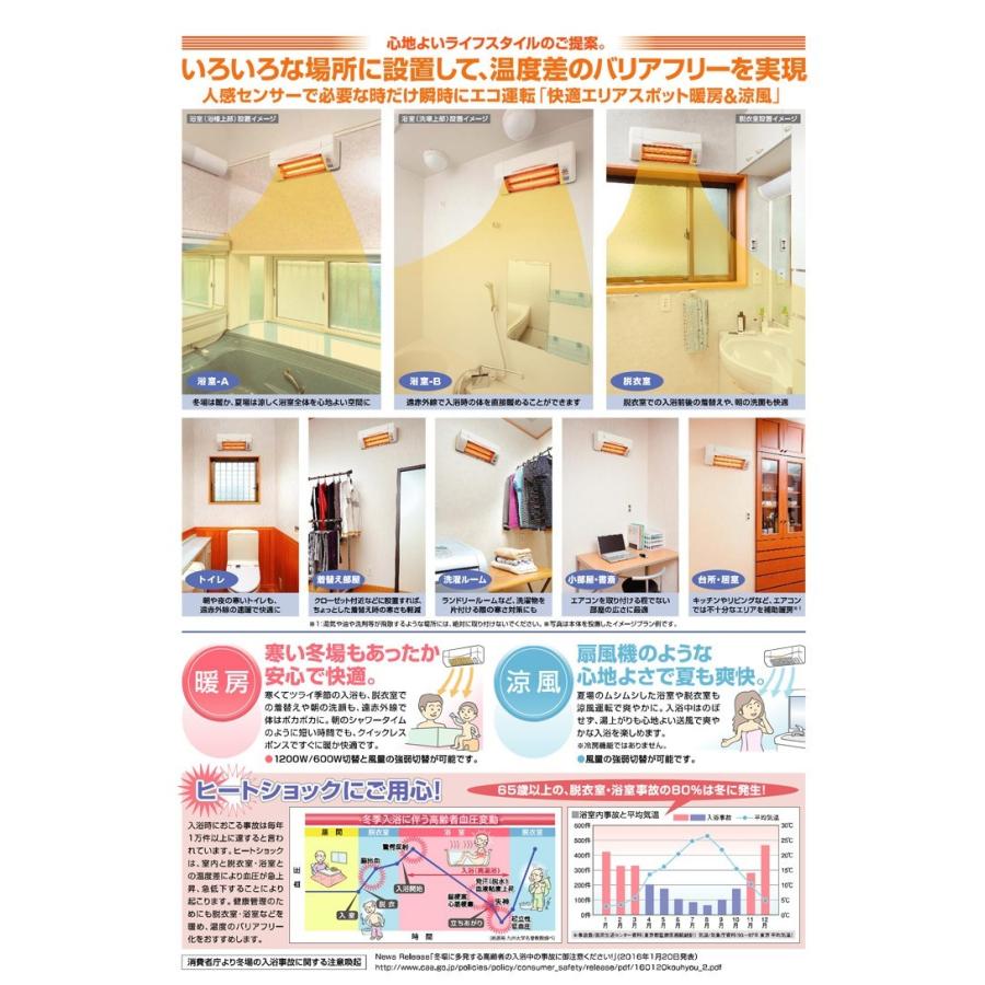 SDG-1200GSM 高須産業（TSK） 涼風暖房機 (壁面取付タイプ/脱衣所