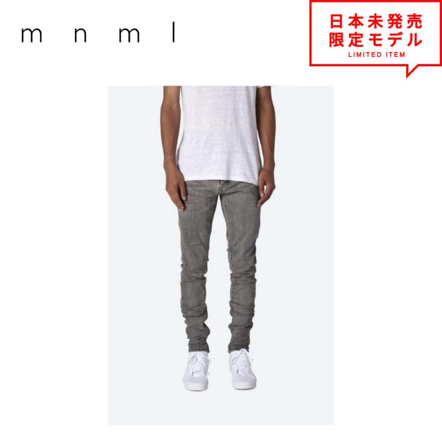 mnml（ミニマル） デニムパンツ M56 SLIM Denim｜グレー 裾ジップ