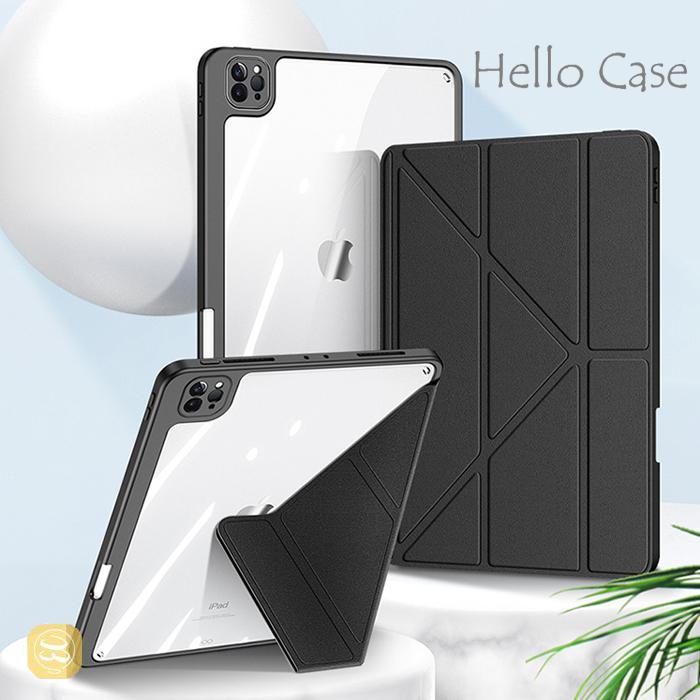 iPad Pro 12.9ケース Apple Pencil ホルダー 付き裏全透明カバー アイ