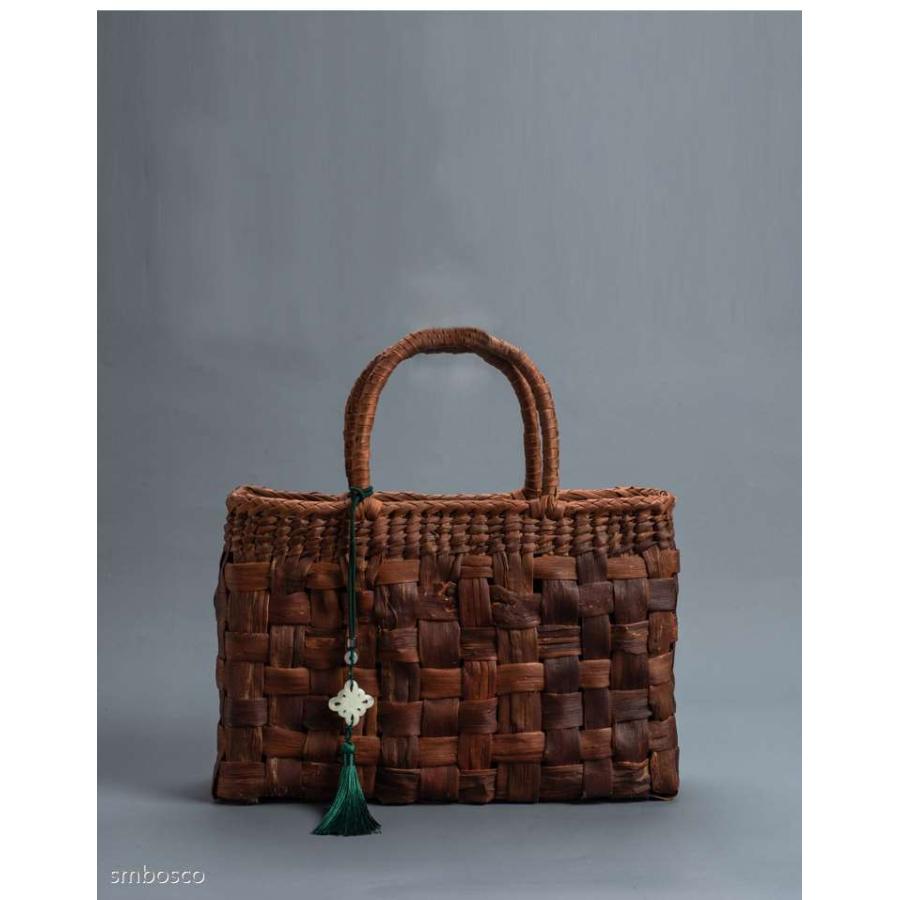 みだれ編み 山葡萄 かごバッグ 内布付き 網代編み 山ぶどう 職人手作り