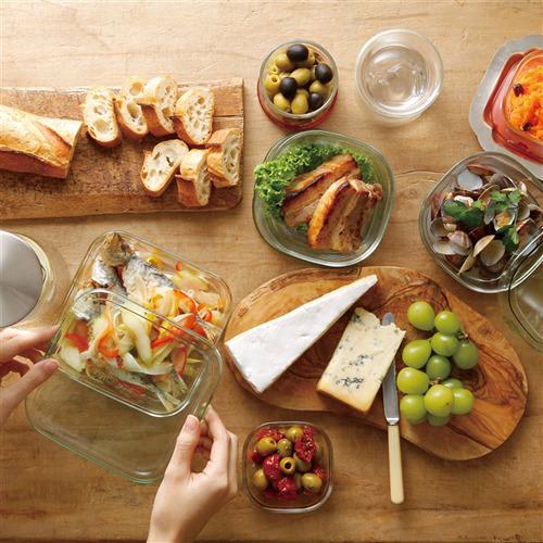 イワキ(iwaki) パック＆レンジ角型4点セット グリーン PSC-PRN4G1 ( 1