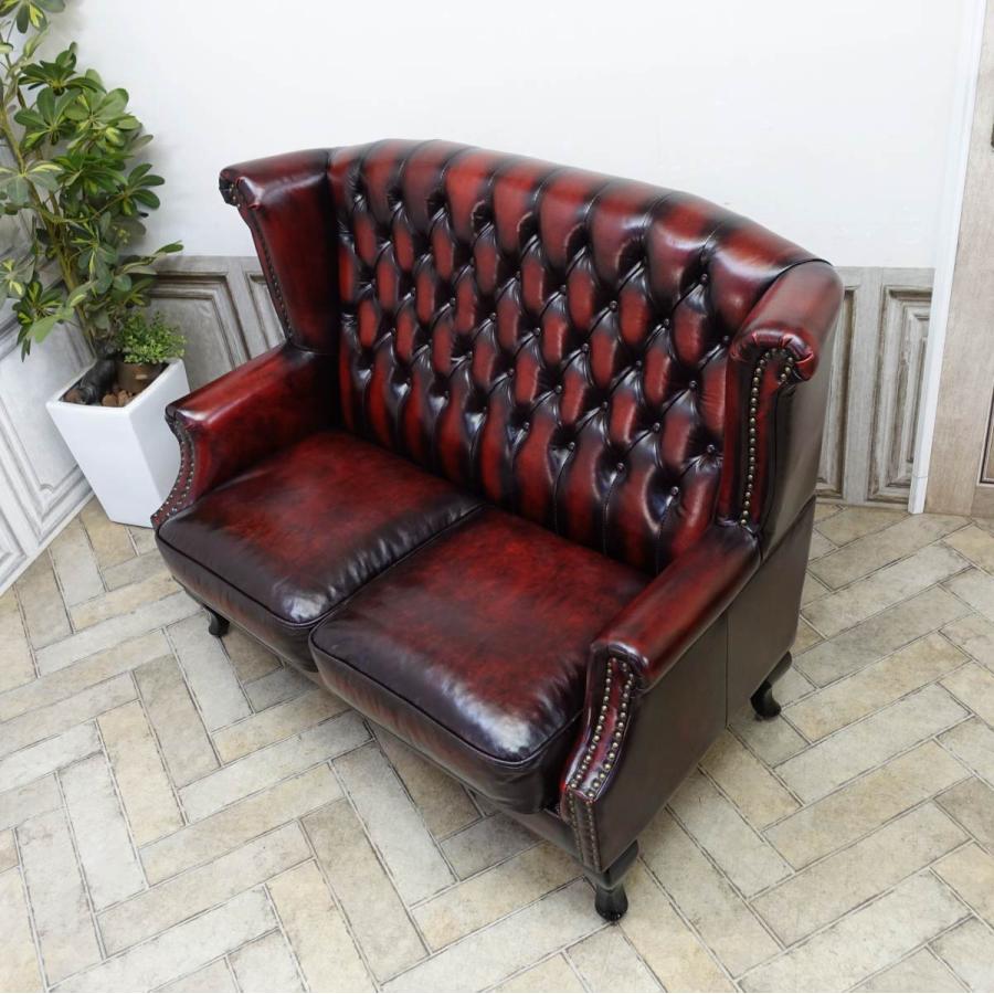 アンティーク ソファー 総本革 チェスターフィールドソファ イギリス