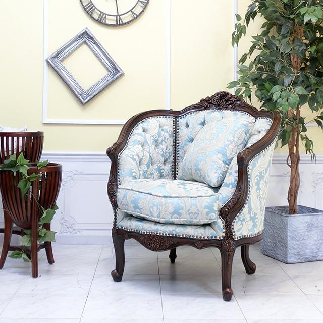 ロココ調シングルソファ 一人掛け アンティークソファー イタリー風 猫