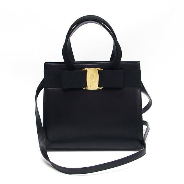 サルヴァトーレ・フェラガモ ヴァラ 2WAY ショルダーバッグ リボン 黒