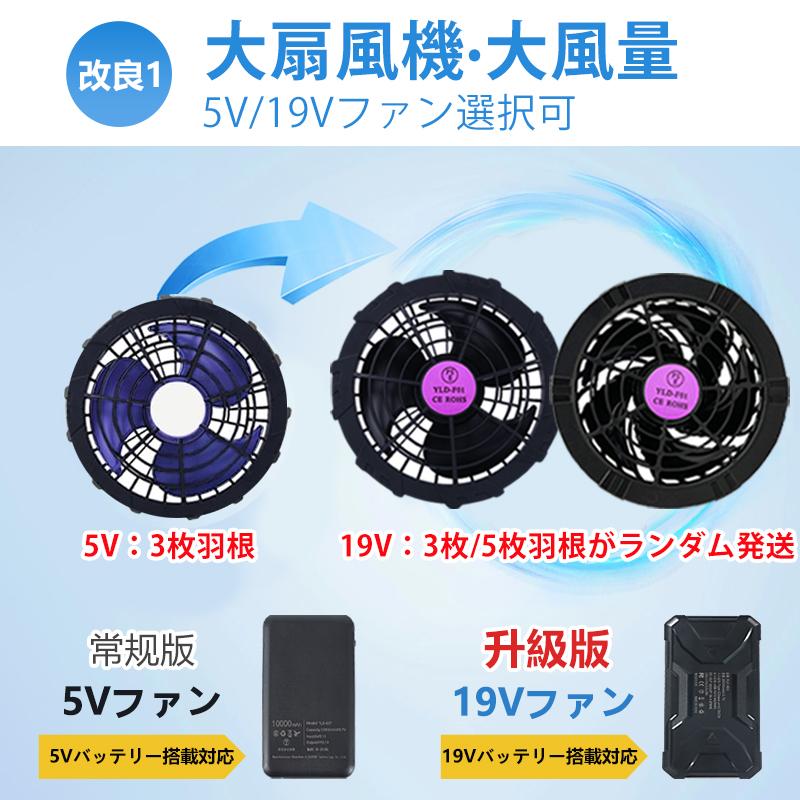 ファン付きベスト専用 ファン単品 ファン付き作業服対応 5V/19Vファン