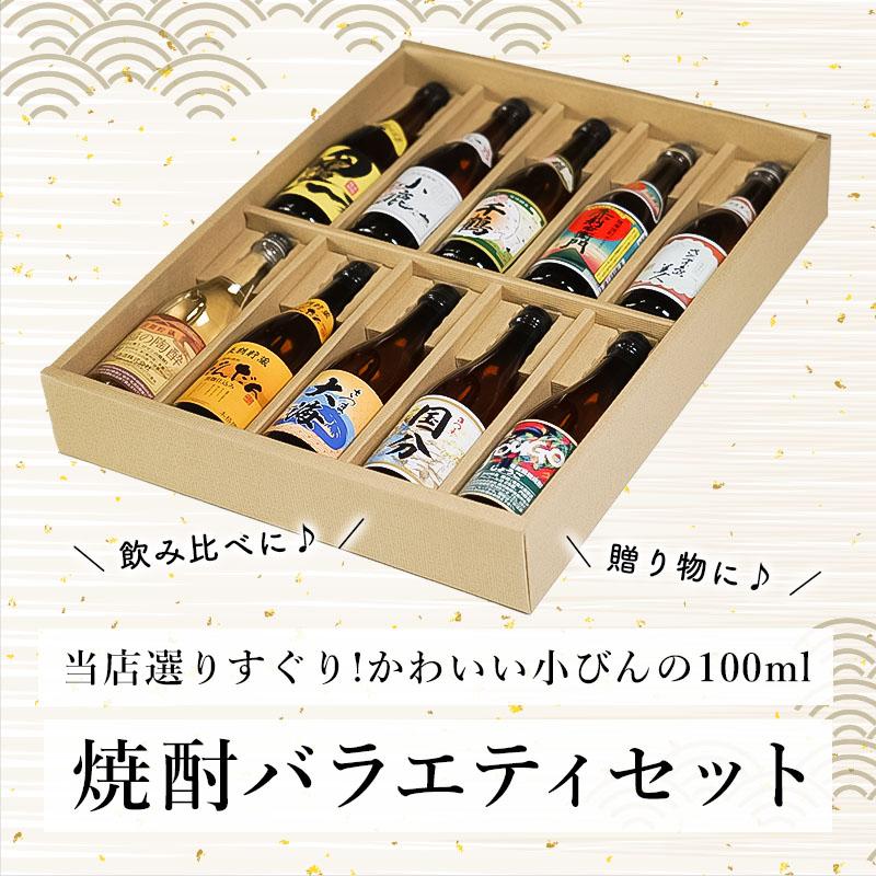 地域別 送料無料 焼酎ミニボトル詰め合わせ 100ml 各25度 合計10本 10