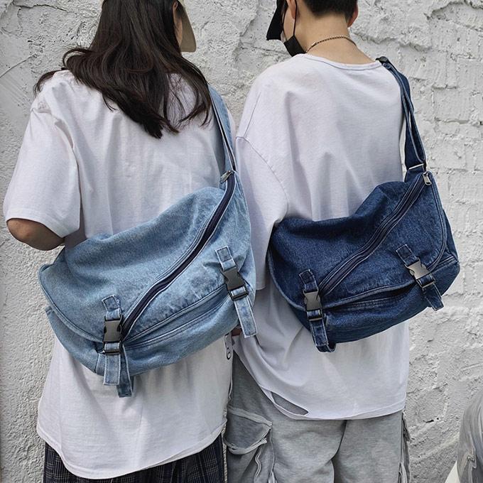デニム ショルダーバッグ メッセンジャーバッグ 男女兼用 レディース