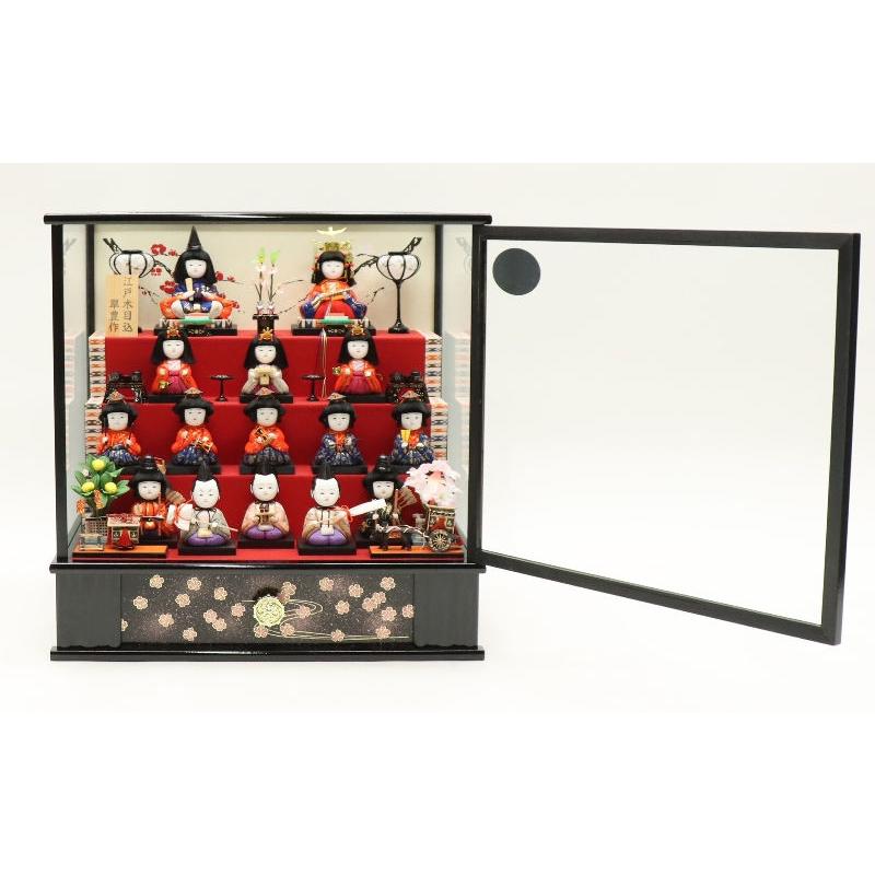 アウトレット品 雛人形 十五人揃い ケース飾り 江戸木目込み雛 紅白梅