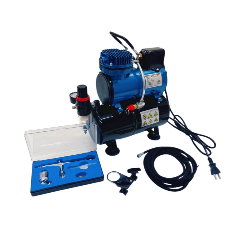 三方良しブルー エアブラシ エアーコンプレッサー オイルレス・ミニ