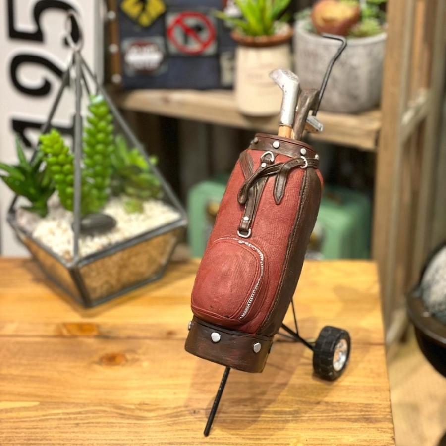 レトロ オブジェ ゴルフバッグ 白・赤 アンティーク 昭和レトロ 置物