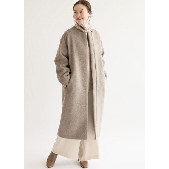 IENA（イエナ） ラムウールノーカラーロングコート ベージュ 新品